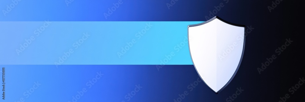Leinwandbilder a shield icon is displayed on a blue-to-white gradient background, symbolizing reliable cybersecurit