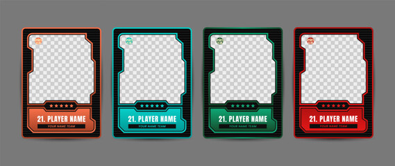 Collection of player frames for sports card template, Colorful player cards suitable for card games