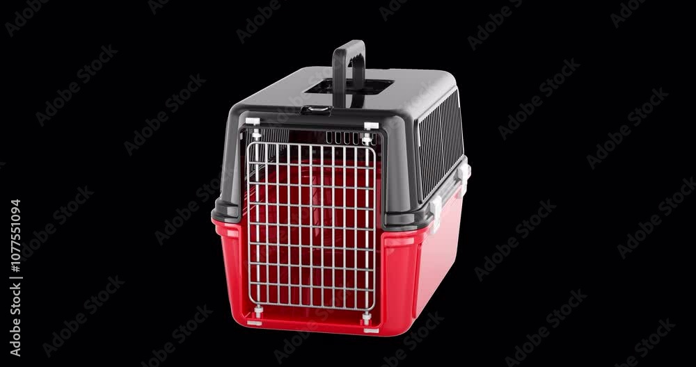 Poster transport box crate pet cage animation, seamlessly loopable. 3d rendering isolated on transparent ba