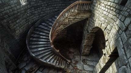 Fototapeta premium stairs of an old medieval castle