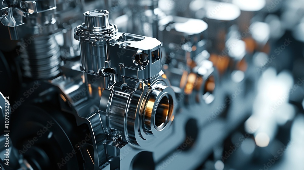 Aufkleber intricate close-up of a powerful diesel engine component with metal detailing highlighting mechanica
