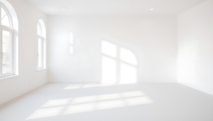 Fototapeta premium A minimalist and serene space with a completely empty room, devoid of any furniture, decorations, or personal belongings, with a subtle neutral-colored background and soft, natural light illuminating.