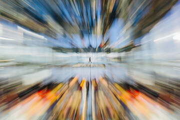 Abstract motion blur of pedestrian walking in NYC