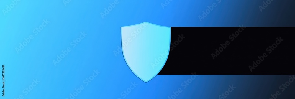 Leinwandbilder the design features a minimalist shield icon set against a smooth blue-to-white gradient, symbolizin