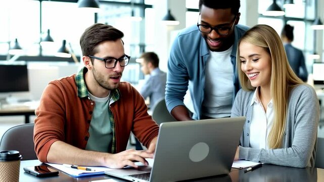 Group of business people and software developers working as a team in office.