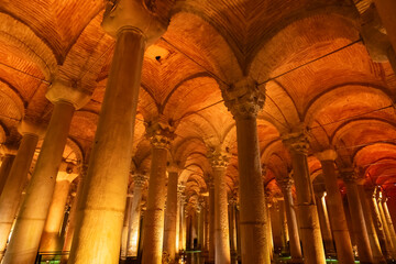 Photos taken inside the Basilica Cistern in Istanbul, Turkey
