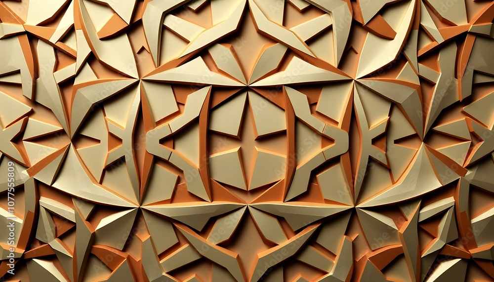 Poster an intricate arrangement of interlocking shapes in contrasting colors, creating a visually engaging 