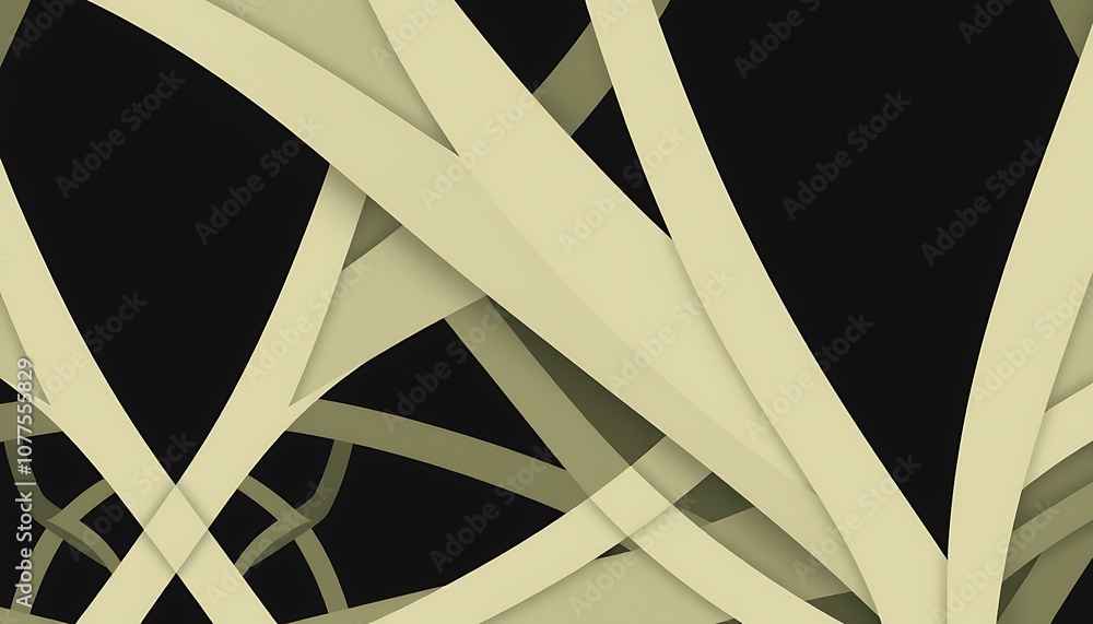 Poster an intricate arrangement of interlocking shapes in contrasting colors, creating a visually engaging 