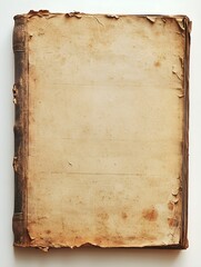 A flat faded piece of old paper on a white background with small holes at the top and worn edges showing signs of aging