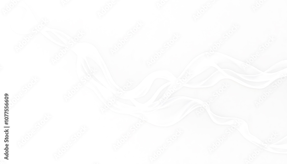 Poster delicate trails of smoke-like shapes twist and weave across the canvas in soft whites and grays, wit