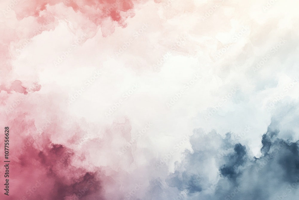 Poster soft gradients blend light colors in abstract forms, evoking a serene feeling similar to a cloudy da