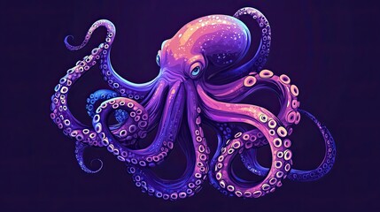 Obraz premium A Vibrant Purple Octopus with Tentacles Extended