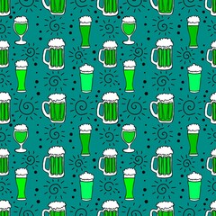 Beer seamless octoberfest pattern for wrapping paper and menu and clothes