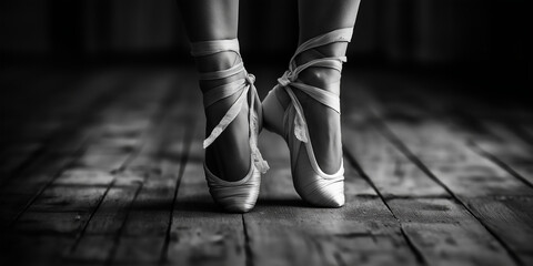 Ballerina Adjusting Pointe Shoe Ribbons