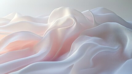 Obraz premium Flowing translucent waves, pastel hues of blue and pink, fluidity, softness