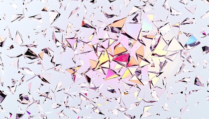 Sharp, crystalline fragments scatter light into a rainbow of colors, forming an intricate mosaic of refracted hues.