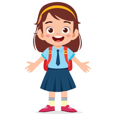Fototapeta premium Portrait of a happy girl wearing a school uniform