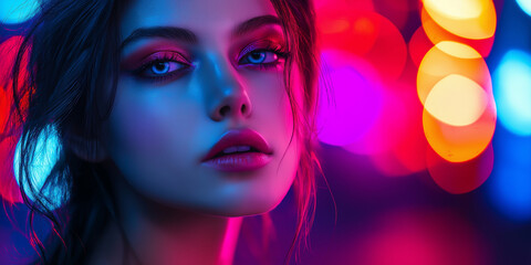 Obraz premium Striking Portrait of a Woman with Bold Makeup