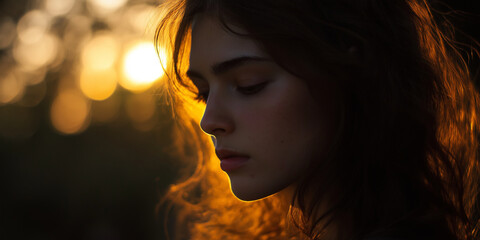 Ethereal Portrait of a Young Woman with Halo Effect