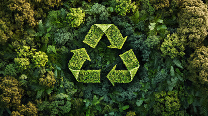 Using green technology, smart systems, and recycling to protect the environment, all connected together like a network.