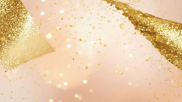 festive design gold foil splatter strokes fuzzy peach fuzz background video perfect holiday invitations party promotions 2025 colours fancy sparkle star shine frame luxury metallic glowing cosmic