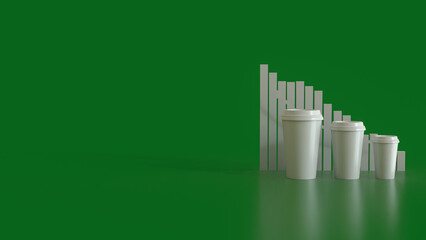 The Coffee cup and chart for food and Health concept 3d rendering.