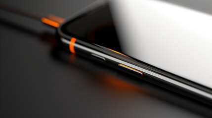 Naklejka premium Modern Smartphone Charging on a Sleek Desk Showcasing the Gadgets Design and Technology