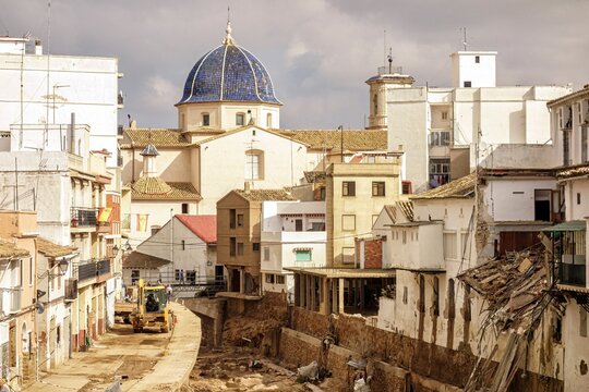 View of Chiva and La Rambla with the destruction left by the great flood caused by the intense rains of the Dana over the Valencian community