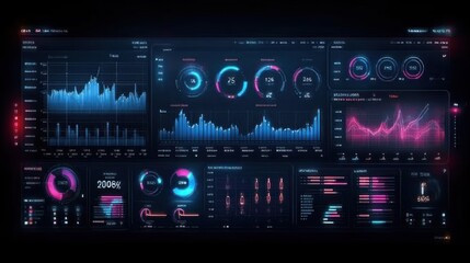 Fototapeta premium Data visualization dashboard displaying various analytics and metrics.