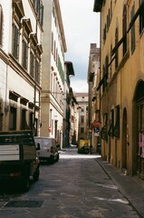 Naklejka premium narrow street in Florence 35mm film photography 