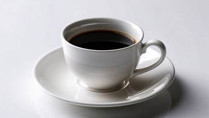 Obraz premium white ceramic coffee cup filled with dark, rich coffee