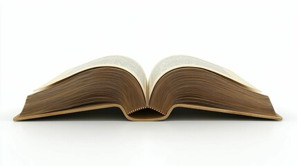 Fototapeta premium Open Book with Numerous Pages on a White Background