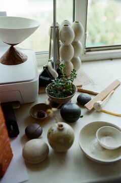 Pottery and Plants in Natural Light