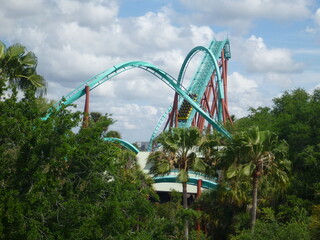 View of roller coaster in theme park in Florida