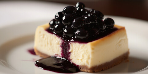 Cheesecake with Blueberry Compote