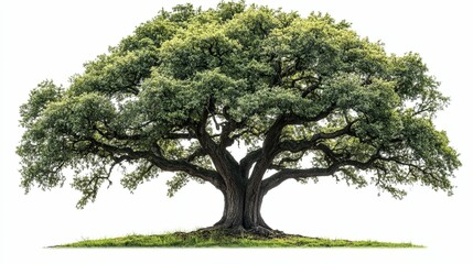 Fototapeta premium A Large, Lush Tree With Intertwined Branches Isolated on a White Background