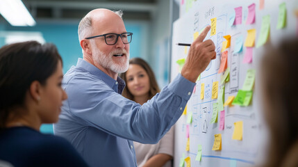 Confident Male Presenter Leading Team Brainstorming Session