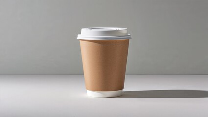  minimalist style with a single subject a disposable coffee cup.