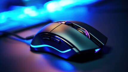 Gaming Mouse with Blue and Purple Backlighting