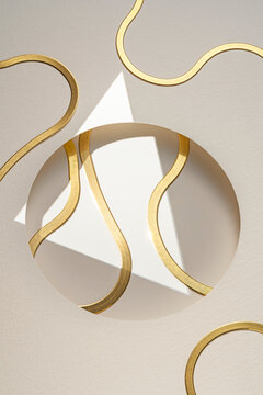 Gold chains on white paper cut out background