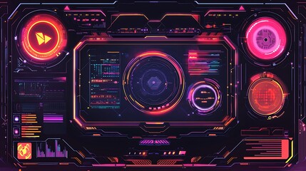 HUD round frames and borders. Hud,GUI for game background design. Technology background. Digital data