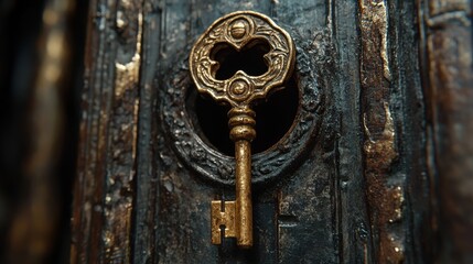 Fototapeta premium a gold key with a keyhole