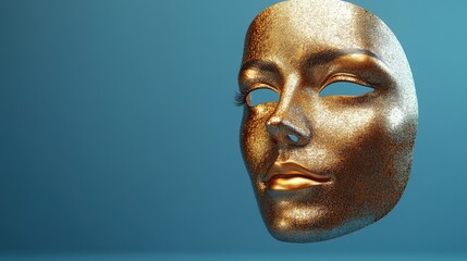 a gold mask on a white background