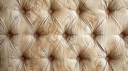 Fototapeta premium light tufted texture with wooden grain, quilted organic material, handcrafted decorative design, soft padded surface, warm rustic aesthetic, natural tones