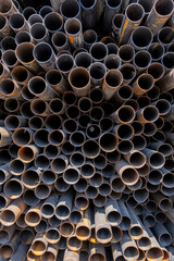 Stacked iron pipe stack