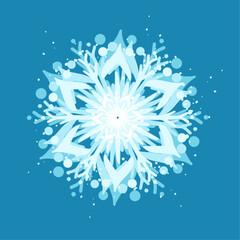 Decorative blue snowflake,festive elements for christmas,new year.Vector graphics.