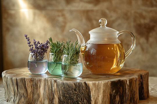 a spa menu with a selection of herbal teas and infused waters.