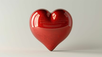 A Red, Glossy Heart Shaped Object on a White Background
