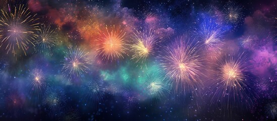 Fototapeta premium Fireworks Display in a Night Sky