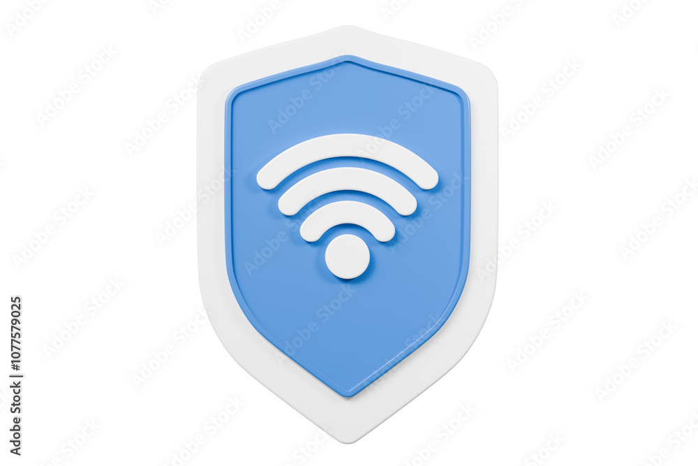 Poster 3d shield with a security protection privacy password secure personal wi-fi icon symbol. wireless ne